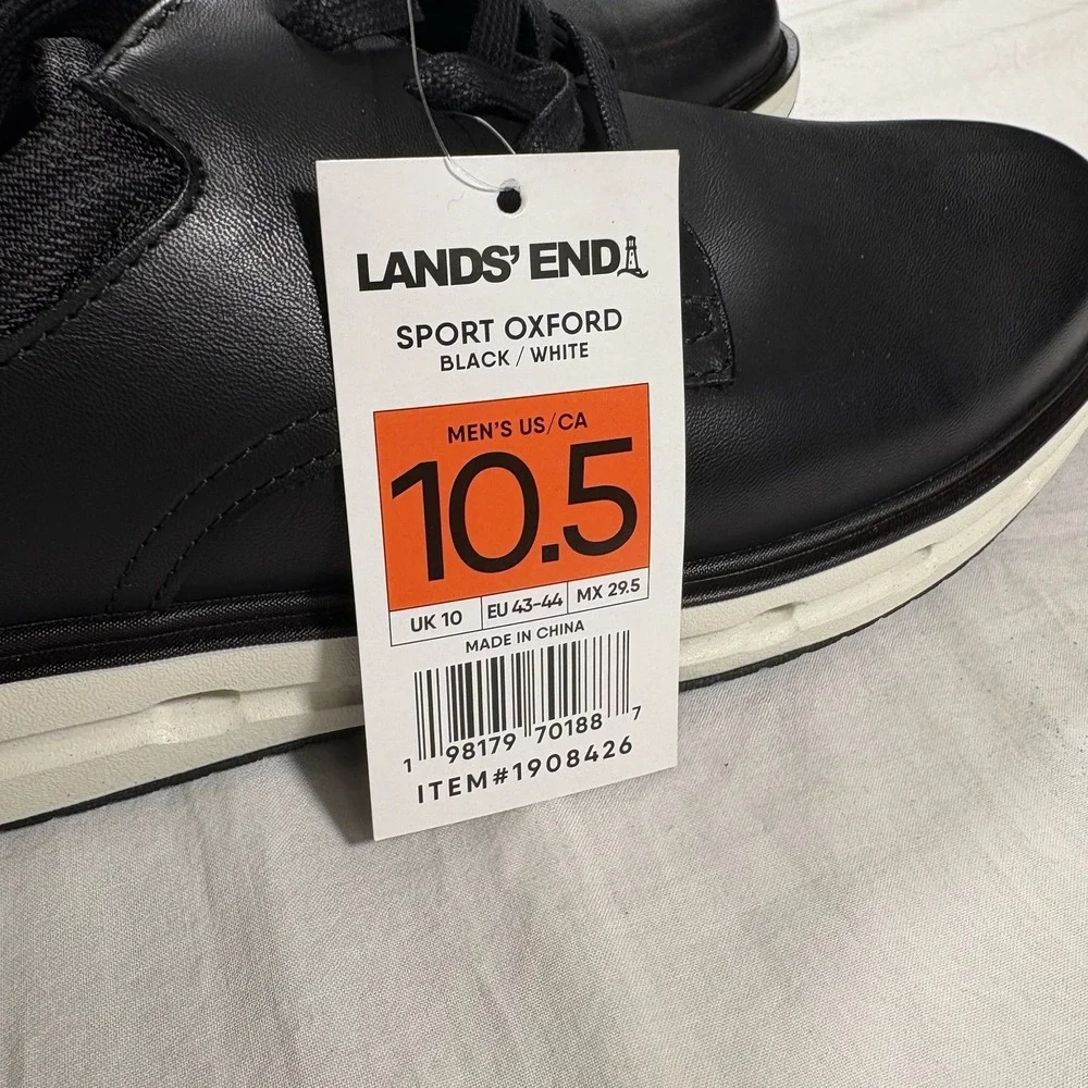 Lands' End Sport Oxford Mens 10.5‎ Black NEW